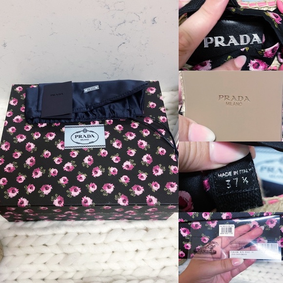 Authentic Prada BRAND NEW Wrap Around Floral Espadrille Platform Flats - Picture 10 of 10